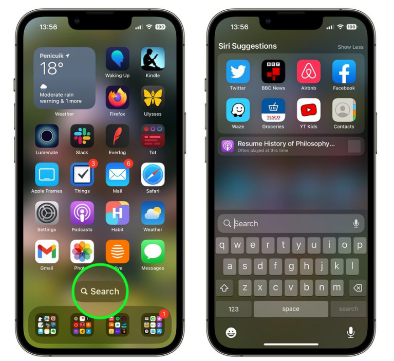 辉南苹果手机维修分享升级到 iOS 16 后，如何删除主屏幕上的搜索按钮 
